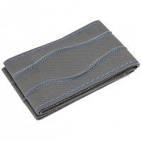 Перетяжка на руль 37-39 мм из перфорированной экокожи (с синей прострочкой)