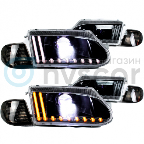 Фары передние BI-LED в стиле "Audi" ВАЗ 2113, 2114, 2115 (тонированный повторитель)