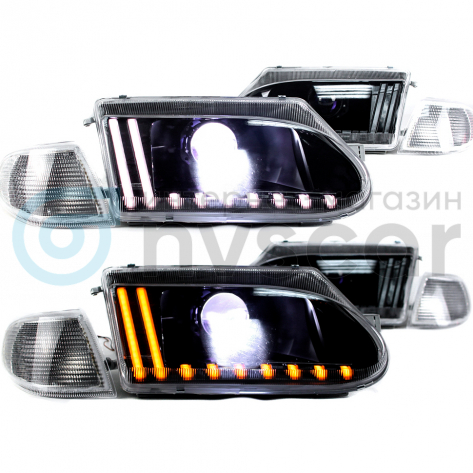 Фары передние BI-LED в стиле "Audi" ВАЗ 2113, 2114, 2115 (белый повторитель)