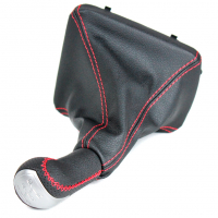 Ручка КПП (с чехлом, для тросового привода, вставка серебро, эко-кожа с перфорацией, с прострочкой) Лада Гранта, Калина-2 и Датсун