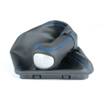 Ручка КПП (с чехлом, круглая кулиса, вставка серебро, эко-кожа с перфорацией, с прострочкой) Лада Приора