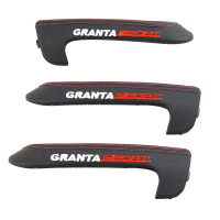 Накладки ручек пассажирских дверей (эко-кожа со строчкой, с надписью) Лада Гранта, Гранта ФЛ, Калина-2