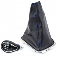 Ручка КПП "Sal-man" в стиле "Веста" (с чехлом) Лада Гранта, Калина-2 (вставка хром, эко-кожа с прострочкой)