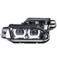 Фары передние с 4-мя LED линзами BMW NEW, ангельскими глазками ВАЗ 2113, 2114, 2115 (хромированные)