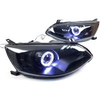 Фары передние "би-линзы с ангельскими глазками" Лада Калина-2 (черные)
