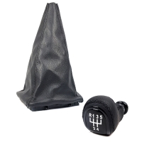 Ручка КПП "Sal-man" в стиле "Веста" (с чехлом) Лада Приора-1 (прямоугольный шток, черная вставка, эко-кожа с перфорацией, с прострочкой)