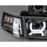 Фары передние с 4-мя LED линзами BMW New, ангельскими глазками ВАЗ 2110, 2111, 2112 (хромированные)