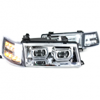 Фары передние с 4-мя LED линзами BMW New, ангельскими глазками ВАЗ 2110, 2111, 2112 (хромированные)