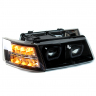 Фары передние с 4-мя LED линзами BMW New, ангельскими глазками ВАЗ 2110, 2111, 2112 (черные, тонированные)