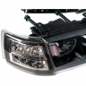Фары передние с 4-мя LED линзами BMW New, ангельскими глазками ВАЗ 2110, 2111, 2112 (черные, тонированные)