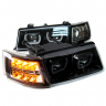 Фары передние с 4-мя LED линзами BMW New, ангельскими глазками ВАЗ 2110, 2111, 2112 (черные, тонированные)