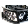 Фары передние с 4-мя LED линзами BMW New, ангельскими глазками ВАЗ 2110, 2111, 2112 (черные, тонированные)