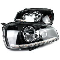 Фары передние "ДХО-лента с бегущим поворотником" Лада Калина (черные)