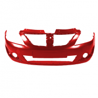 Бампер передний под ПТФ "Кампласт" Лада Ларгус (Огненно-красный 124)