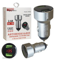 USB-адаптер от прикуривателя "MRM Power" MR53A (2 гнезда, вольтметр)