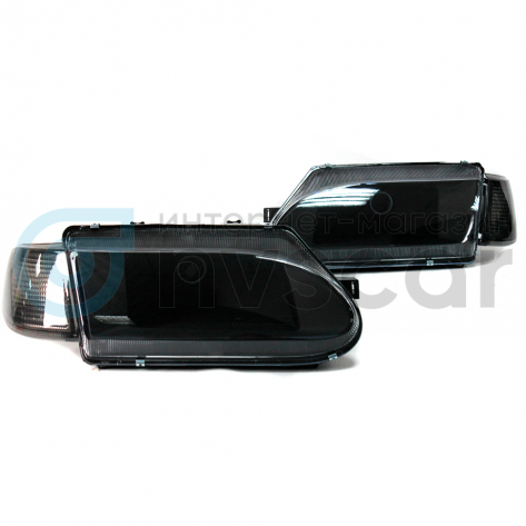 Фары передние "черная маска" ВАЗ 2113, 2114, 2115 (тонированный повторитель, прозрачное стекло)