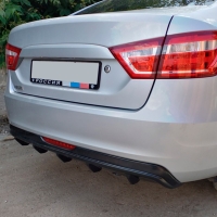 Диффузор (юбка) заднего бампера "ASM" "VTS" Лада Веста седан, СВ универсал (неокрашенный)