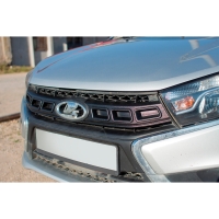 Накладка на решетку радиатора "ASM" Лада Веста (черная шагрень)