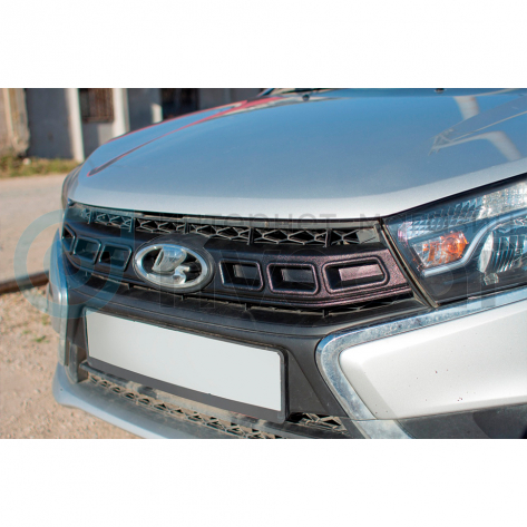 Накладка на решетку радиатора "ASM" Лада Веста (черная шагрень)