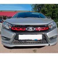 Накладка на решетку радиатора "ASM" Лада Веста (черно-красная)