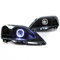 Фары передние BI-LED с квадратными ангельскими глазками Лада Ларгус (черная маска)