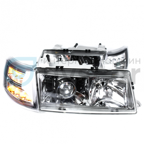 Фары передние BI-LED (хром) ВАЗ 2110, 2111, 2112 (тонированный "BMW" повторитель)