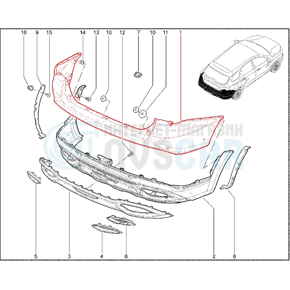 Накладка (каркас) оригинальная заднего бампера (нижняя) (с отверстиями под  парктроник) Лада Веста NG Кросс, NG СВ Кросс (неокрашенная) купить по  низкой цене в интернет-магазине с доставкой