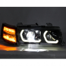 Фары передние BI-LED (черные) с ДХО в стиле BMW ВАЗ 2110, 2111, 2112 (тонированный "BMW" повторитель)