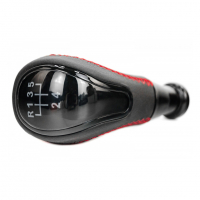 Ручка КПП "Sal-man" в стиле "Веста" под кулису (прямоугольный шток, черная вставка, эко-кожа с прострочкой)