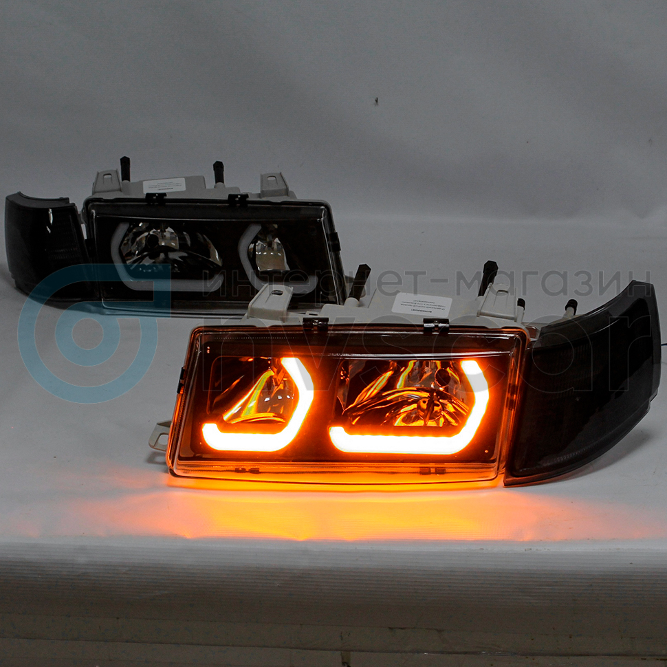 Фары передние LED ДХО в стиле BMW ВАЗ 2110, 2111, 2112