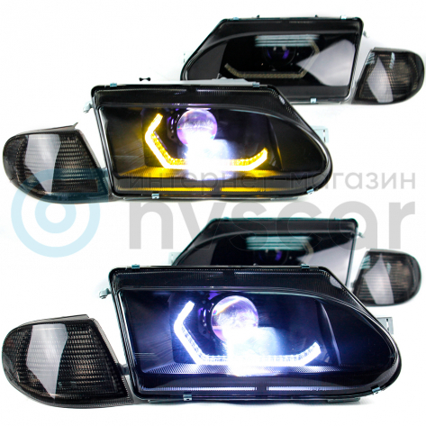 Фары передние BI-LED с ДХО в стиле BMW 2.0 ВАЗ 2113, 2114, 2115 (тонированный повторитель)