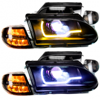 Фары передние BI-LED с ДХО в стиле BMW 1.0 ВАЗ 2113, 2114, 2115 (тонированный "BMW" повторитель)