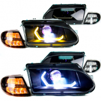Фары передние BI-LED с ДХО в стиле BMW 2.0 ВАЗ 2113, 2114, 2115 (тонированный "BMW" повторитель)
