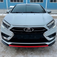 Сплиттер Фьюжен переднего бампера Лада Веста NG (красно-черный)