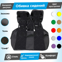 Обивки сидений (эко-кожа с тканью) "Скиф" Лада Приора 2 седан (с прострочкой)