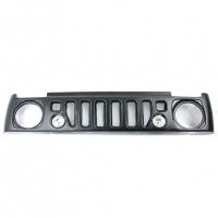 Решетка Маска с белыми ДХО Лада Нива 4х4 2121, 21213, 21214, 2131 (черная шагрень)