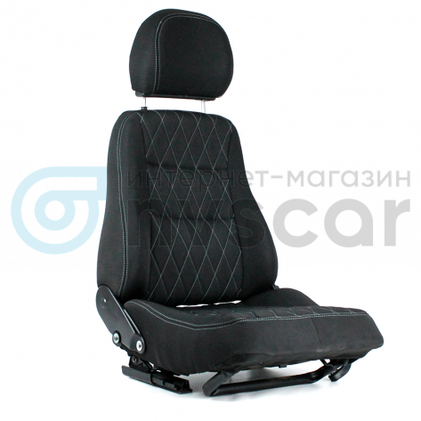 Переднее водительское тканевое сиденье Ромб с обогревом и салазками ВАЗ 2109, 21099, 2114, 2115 Белый