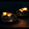 Фары передние с линзой BI-LED и ангельскими глазками Лада Приора (хром)