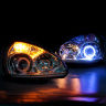 Фары передние с линзой BI-LED и ангельскими глазками Лада Приора (хром)