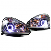 Фары передние с линзой BI-LED и ангельскими глазками Лада Приора (хром)