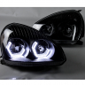 Фары передние с ангельскими глазками "MTF" для Лада Приора (черные)