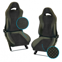 Сиденья анатомические Рекаро Искра с обогревом ВАЗ 2110, Лада Приора седан 2170 (овальные малые подголовники)