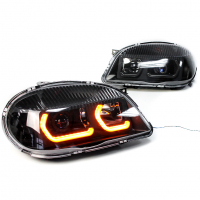 Фары передние в стиле "BMW" BI-LED нового образца Шевроле Нива (черные)