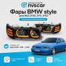 Фары передние (черные) с ДХО в стиле BMW ВАЗ 2110, 2111, 2112 (тонированный повторитель 3 полосы)