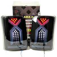 Фонари задние (чёрные) "Иксы" с бегающим повторителем Лада Нива 4х4 (B300-B)