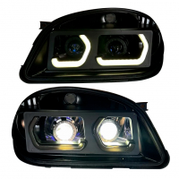 Фары передние в стиле "BMW" с 4-мя BI-LED нового образца Шевроле Нива (черные)