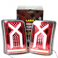 Фонари задние (красные) "Иксы" с бегающим повторителем Лада Нива 4х4 (B300-A)