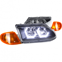 Фары передние с 4-мя LED линзами BMW, ангельскими глазками ВАЗ 2113, 2114, 2115 (оранжевый повторитель)