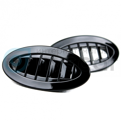 Сопла боковые (комплект) "Капельки" панели приборов Лада Приора (черный лак)