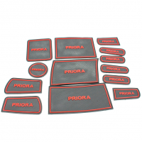 Силиконовые коврики на панель приборов Лада Приора (красные) (pg1985)